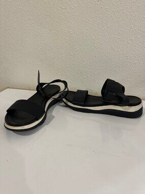 Black Ankle-Strap Platform Sandals Size 8